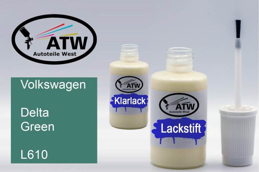 Volkswagen, Delta Green, L610: 20ml Lackstift + 20ml Klarlack - Set, von ATW Autoteile West.